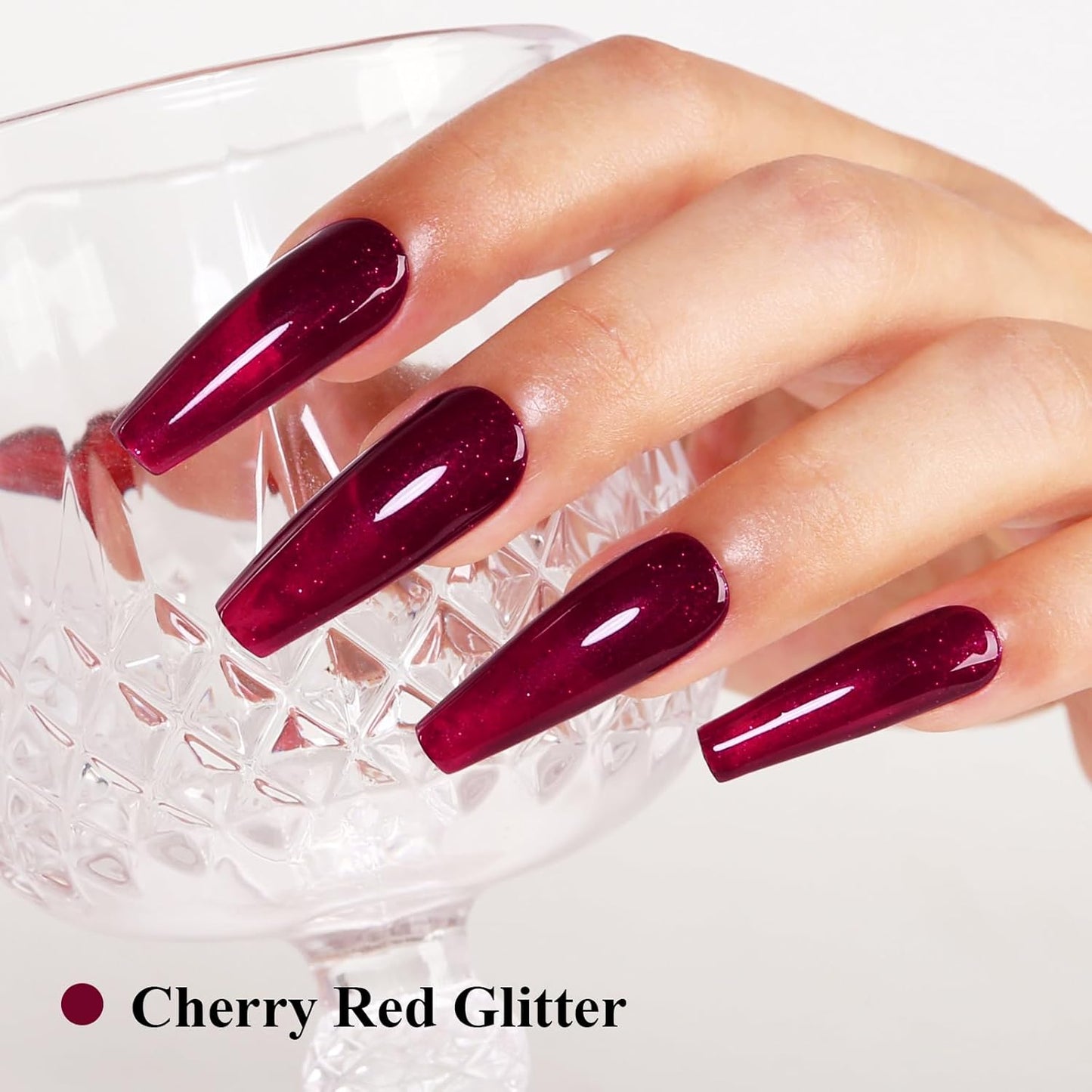 Imtiti Glitter Gel Nail Polish, Burgundy Red Iridescent Glitter Gel Polish Cherry Red Diamond Shimmer Sparkle Soak Off UV LED Nail Gel Polish Autumn Winter Gel Polish Manicure Gel Nail Kit 10ML-Velvo Beauty