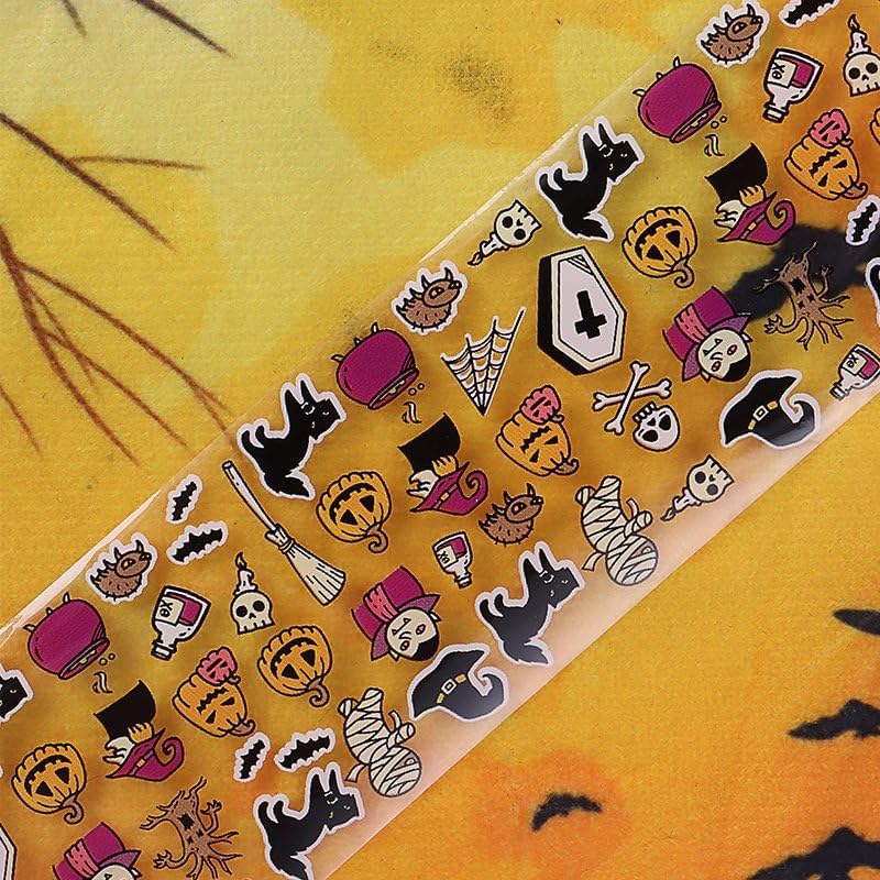 Halloween Nail Foil Transfer Stickers 10 Rolls Orange Pumpkins Skull Nails Stickers Funny Black Hat Nail Foils 1 Box Colorful Starry Sky Paper Nail Decals Halloween Nails Art Sticker Nails Art Decals-Velvo Beauty