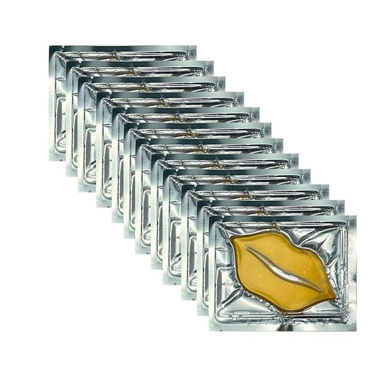 Adofect 30 Pieces Collagen Crystal Gold Lip Care Gel Masks, Collagen Crystal Lip Pads, Greate For Moisturizing Lips, Remove Dead Skin, Anti Chapped, Anti-Aging & Plump Your Lips-Velvo Beauty