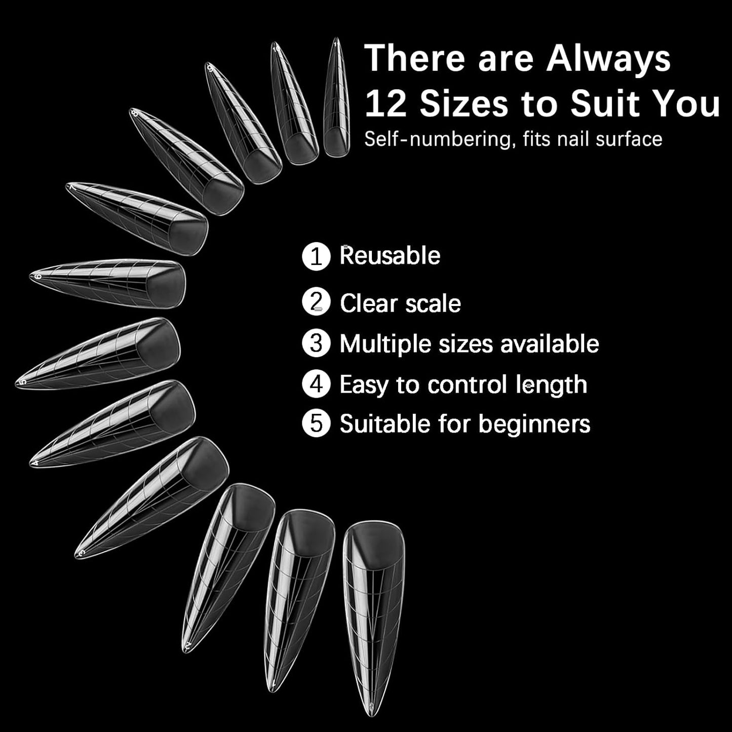 120 Pcs Poly Extension Gel Dual Nail Forms Nail Molds With Scale Builder Coffin Nail for Gel Manicure Nail Art Design Salon DIY at Home (Long Water Drop Dual Nail Forms Set)-Velvo Beauty