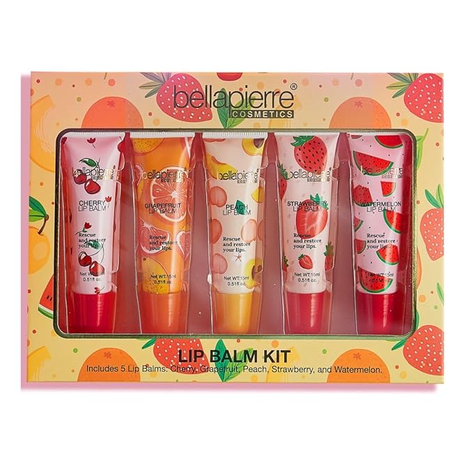 bellapierre Cosmetics 5-Piece Natural Lip Balm Kit | Moisturizing Lip Gloss | Fruit Flavored Liquid Lip Balm Collection-Velvo Beauty