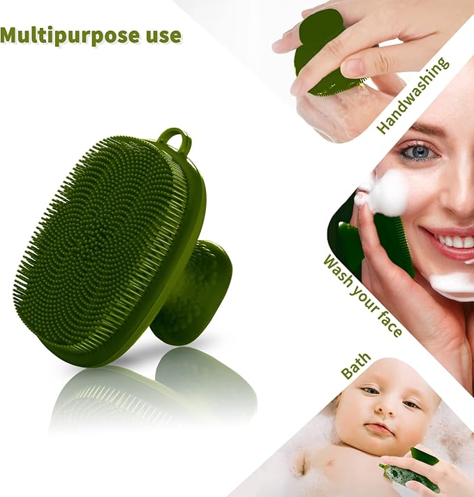 VWMYQ Silicone Face Scrubber for Men Facial Cleansing Brush Silicone Face Wash Brush Manual Waterproof Cleansing Skin Care Face Brushes for Cleansing and Exfoliating (Green)-Velvo Beauty