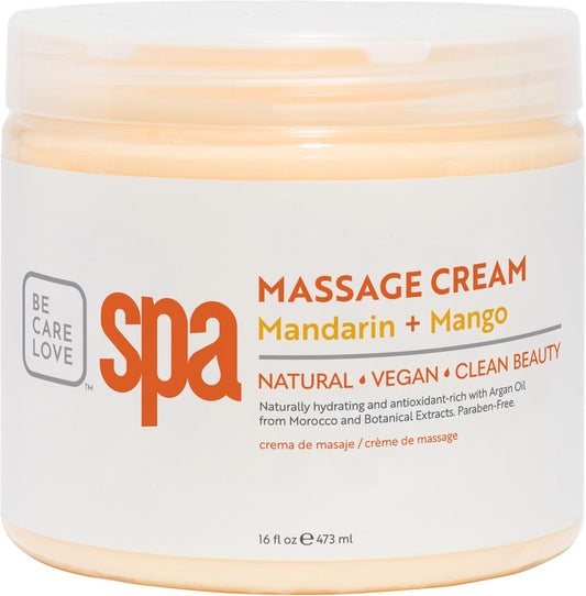 BCL SPA Massage Cream organic Mandarin + Mango body lotion with shea butter, aloe vera, peppermint, argan and jojoba oils, body cream to invigorate, hydrate and soften the skin. Home/Pro use 16 fl oz-Velvo Beauty
