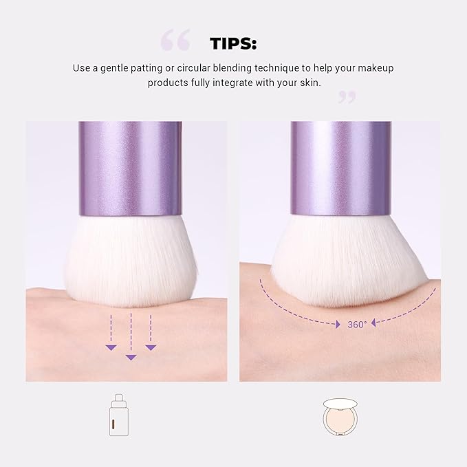 Jessup Professional Foundation Brush for Liquid, Cream and Powder, Large Dense Face Makeup Brush for Natural Flawless Finish, Luxury Purple AS004-Velvo Beauty