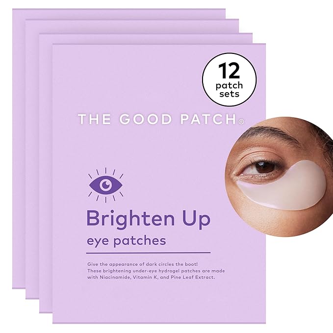 The Good Patch Brighten Up Hydrogel Under Eye Patches for Dark Circles and Puffy Eyes, Made with Niacinamide, Vitamin K, Pine Leaf Extract, Clinically Proven (12 Total Patch Sets)-Velvo Beauty