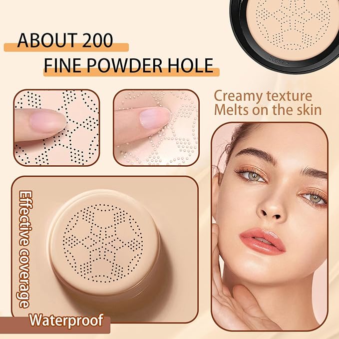 Mushroom Head Air Cushion CC Cream Foundation Makeup,Moisturizing Non-Greasy BB Cream Foundation,Long Lasting Matte Concealer Full Coverage Face Makeup Liquid Foundation for All Skin Types(Natural)-Velvo Beauty