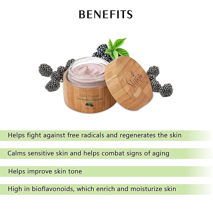 Shir-Organic Pure Blackberry Moisturizer Helps Fight Against Free Radicals Smooth Even Texture Regenerates the Skin for Normal to Dry & Sensitive Skin Type(50ml)-Velvo Beauty