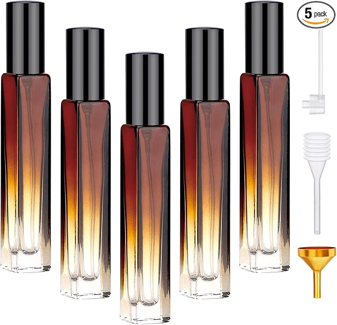 Segbeauty 10ML Travel Cologne Sprayer, 5 Packs Refillable Atomizer Spray Bottle for Perfume, Empty Mini Glass Perfume Bottle Fine Mist Dispenser, Portable Leak-proof Sample Bottles for Travel Outgoing-Velvo Beauty