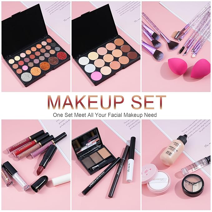 Makeup Kit for Women Full Kit, TooAemiS Professional Makeup Kit for Teens or Adult, All in One Makeup Sets Include Eyeshadow Palette Lipstick Concealer Foundation Mascara Loose Powder Etc-Velvo Beauty