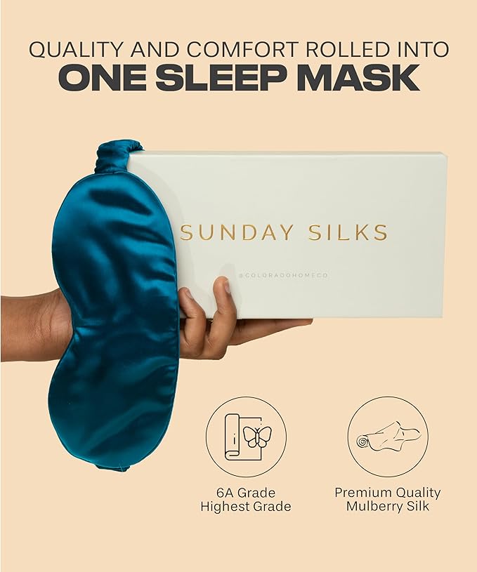 SUNDAYSILKS™ Exclusive Mulberry Silk Sleep Mask | Soft Eye Covers, Blackout Sleeping Mask for Women & Men | Silk Eye Mask for Sleep, Travel, and Relaxation | Antifaz para Dormir [Midnight Blue]-Velvo Beauty
