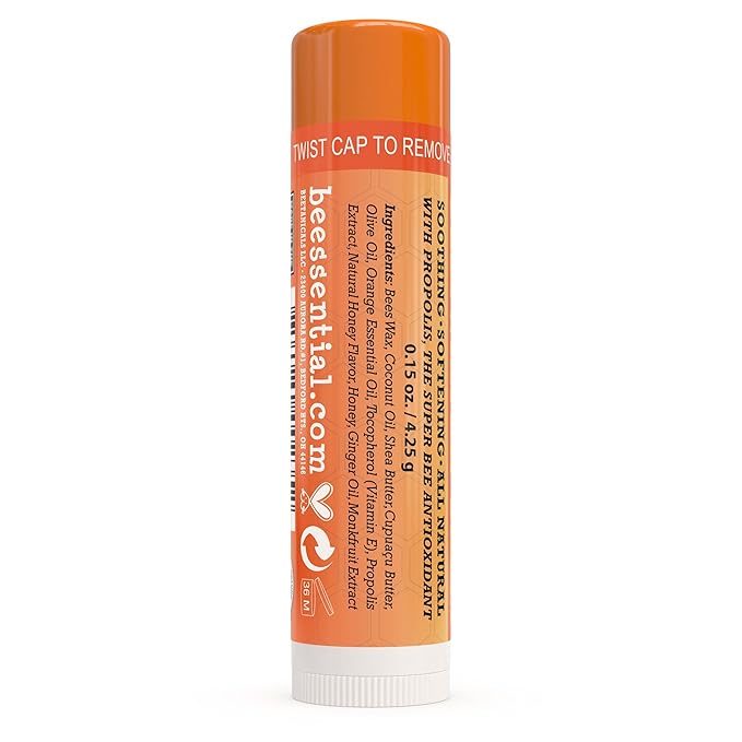 Beessential Natural Bulk Lip Balm, Orange Ginger, 18 Pack | For Men, Women, and Children. Great for Gifts, Showers, & More-Velvo Beauty