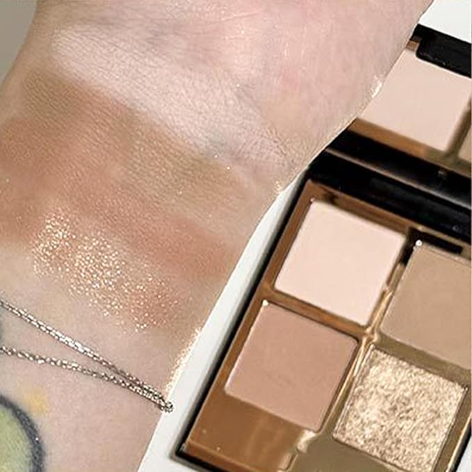 Erinde 4 Colors Eyeshadow Palette Eye Shadow Makeup, Matte Shimmer Metallic Off-white Light brown Peach Bronze Nude Neutral Eyeshadow, Long Wearing, Pigmented Blendable, Quad Eye Shadow Palette, 06-Velvo Beauty