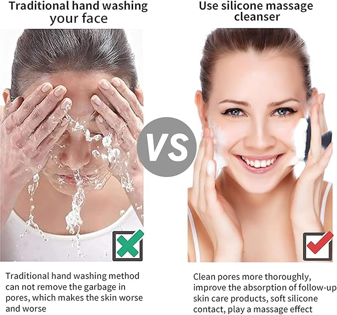 VWMYQ Face Scrubber Face Scrubber for Men Facial Cleansing Brush Silicone Face Wash Brush Manual Waterproof Cleansing Skin Care Face Brushes for and Exfoliating (Gray)-Velvo Beauty