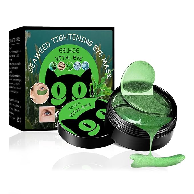 Eye Mask-Seaweed Under Eye Patches with Collagen &Sodium Hyaluronate, Pure Natural Extracts For Wrinkles, Puffy Eyes & Dark Circles, for Youthful Appearance & Reduction of Fine Lines (60 Pcs)-Velvo Beauty