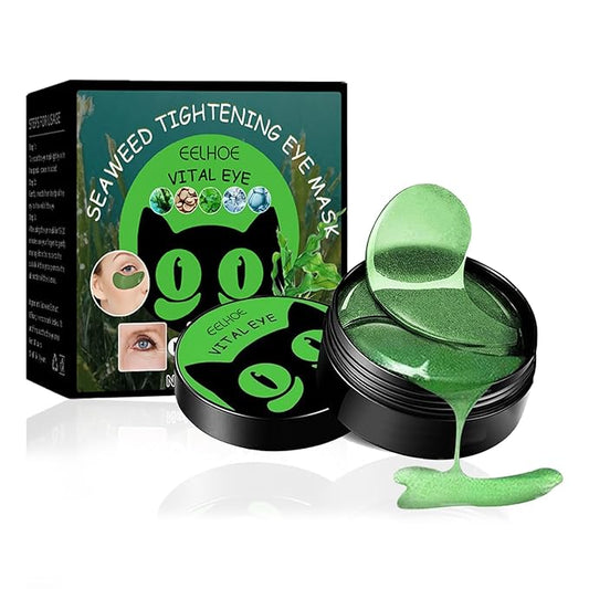 Eye Mask-Seaweed Under Eye Patches with Collagen &Sodium Hyaluronate, Pure Natural Extracts For Wrinkles, Puffy Eyes & Dark Circles, for Youthful Appearance & Reduction of Fine Lines (60 Pcs)-Velvo Beauty