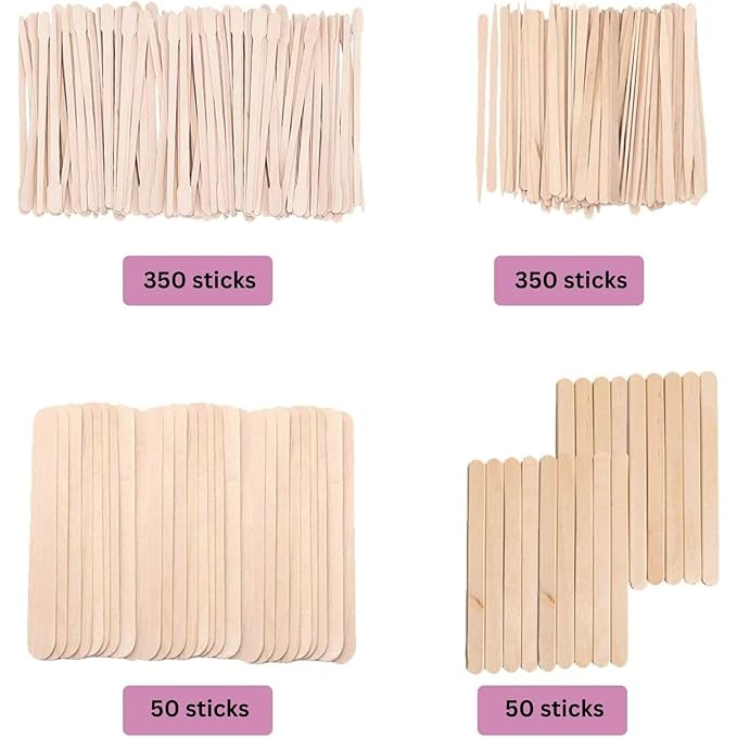 Mibly 4 Style Assorted Wooden Wax Sticks for Body Legs Face and Small Medium Large Sizes Eyebrow Waxing Applicator Spatulas for Hair Removal or Wood Craft Sticks (Pack of 800)-Velvo Beauty