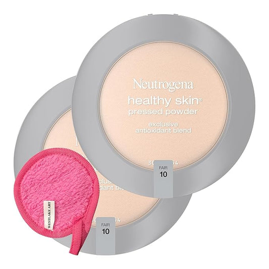 Healthy Skin Pressed Powder Compact | Bundled with Westlake Art Makeup Cleansing Cloth - Fair Shade, Antioxidant & Pro Vitamin B5, Flawless & Natural Finish, Non-Comedogenic [Pack of 2]-Velvo Beauty