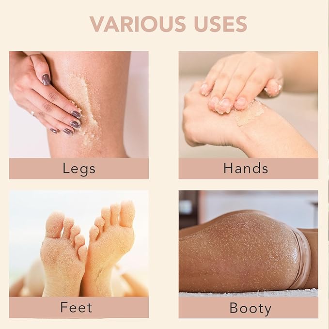 Organic Vanilla Coconut Body Scrub - USA Made Sugar Scrub with Natural Ingredients, Moisturizing Body & Foot Exfoliator for Dry and Sensitive Skin, Removes Dead Skin Cells & Reduces Ingrown Hair-Velvo Beauty