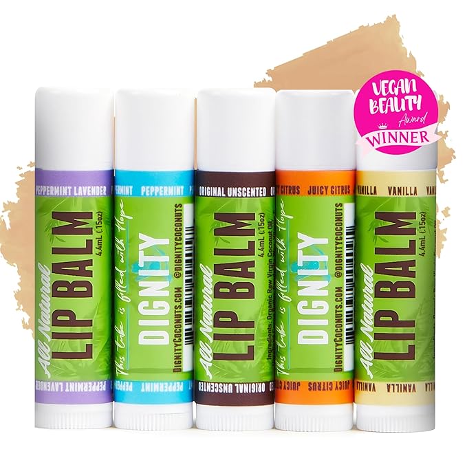 Moisturizing Lip Balm – Soothing & Fragrance-Free, Pack of 5 - Vegan w/Nourishing Coconut Oil, Cocoa Butter & Essential Oils – 4.4ml (0.15oz) Each – Lip Care Set-Velvo Beauty