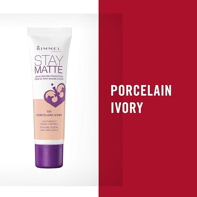 Rimmel, Stay Matte Foundation, Porcelain Ivory , 2 Count (Pack of 1)-Velvo Beauty
