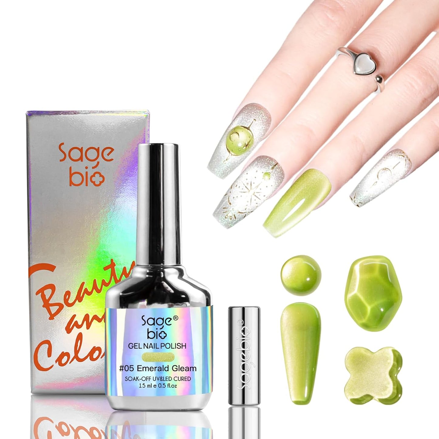 High-Density Cat Eye Gel Nail Polish with Magnet Stick, 15ml Dopamine Color Palette, Magnetic Effect Gel for DIY Manicure, Multiple Color Options - Emerald Gleam-Velvo Beauty