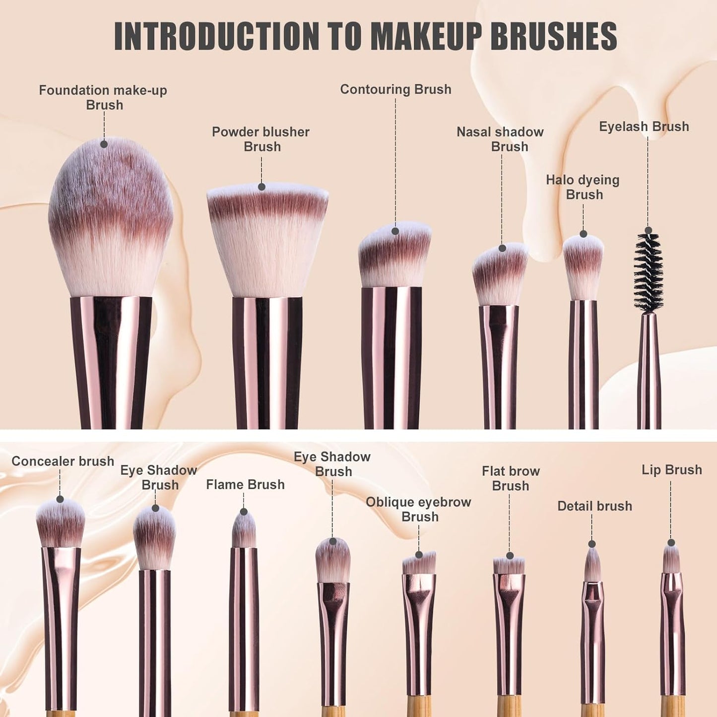 BS-MALL Travel Makeup Brush Set Kabuki Brushes Bamboo- Includes Eyeshadow Blush Brush & Foundation Brush For Liquid Makeup - 5X Magnifier Bamboo Mirror Case For Travel or On the Car Daily Use-Velvo Beauty