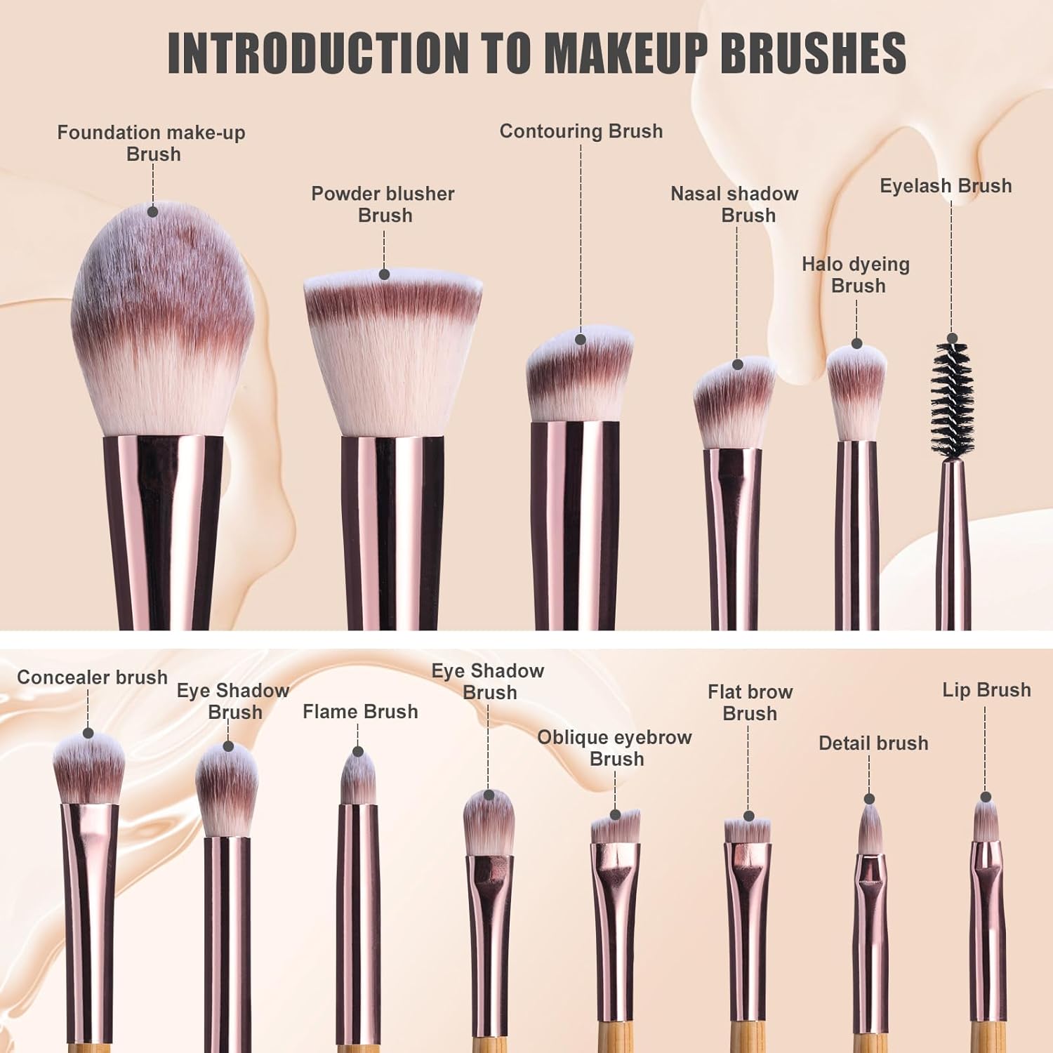 BS-MALL Travel Makeup Brush Set Kabuki Brushes Bamboo- Includes Eyeshadow Blush Brush & Foundation Brush For Liquid Makeup - 5X Magnifier Bamboo Mirror Case For Travel or On the Car Daily Use-Velvo Beauty