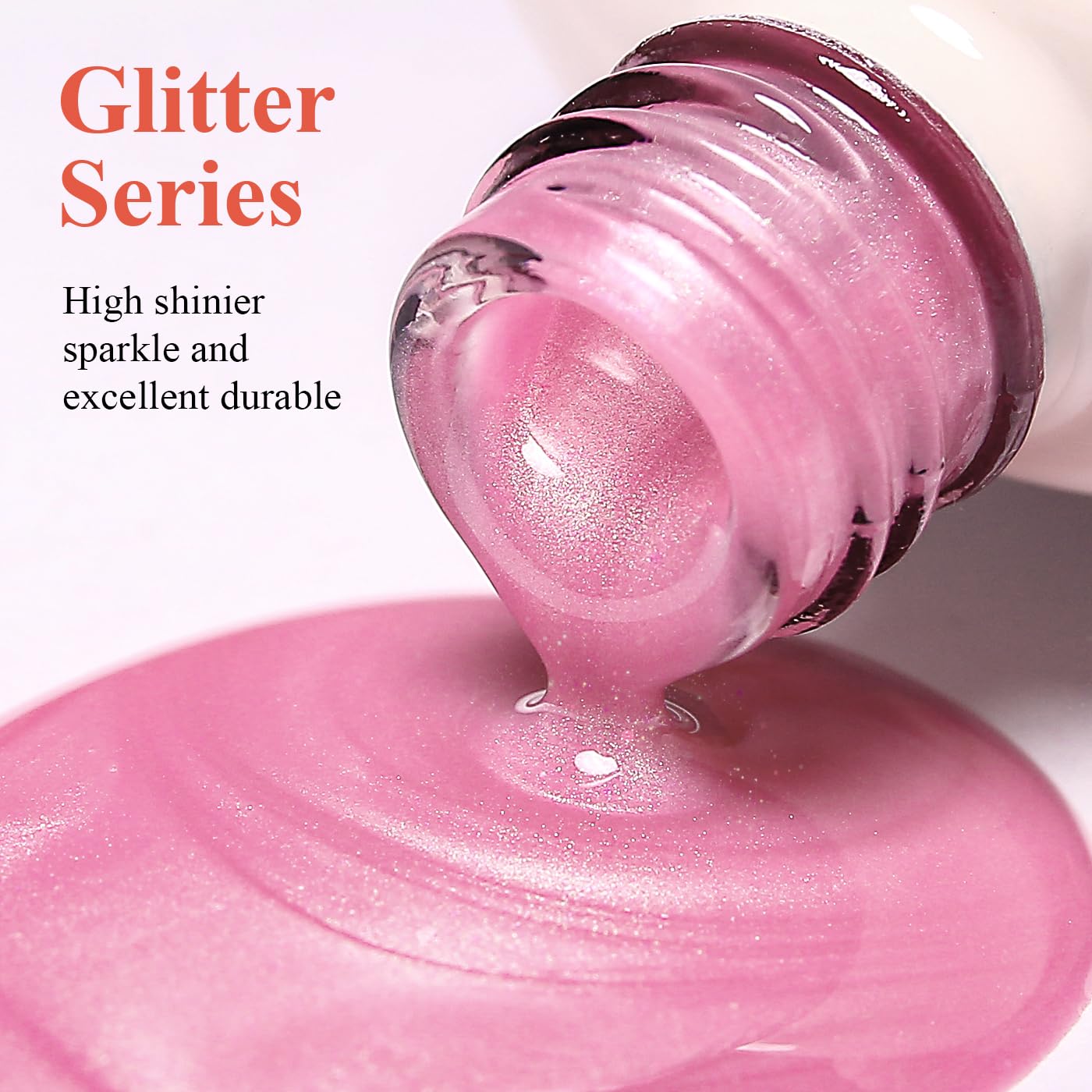 Imtiti Glitter Gel Nail Polish, Light Pink Pearl Glitter Nail Gel Polish Diamond Shimmer Sparkle Soak Off UV LED Spring Summer Manicure 10ML-Velvo Beauty