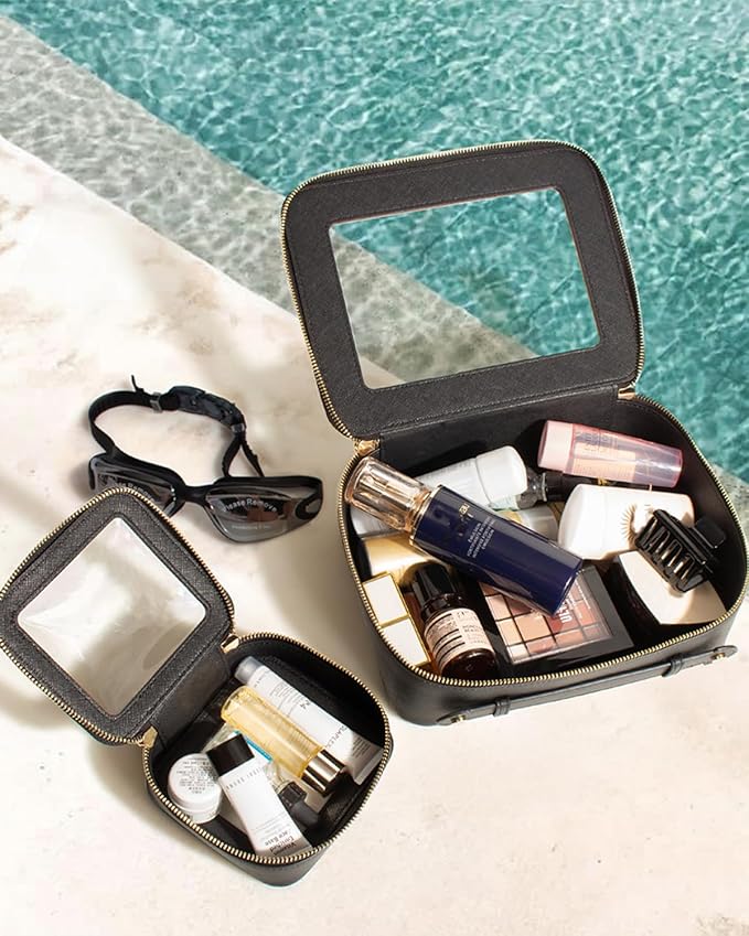 Clear Makeup Bag Small, TSA Approved Portable Toiletry Bag with Zipper Cosmetic Travel Bag Makeup Organizer Case Mini Makeup Pouch for Purse Car Organizer Bag for Women Men-Velvo Beauty