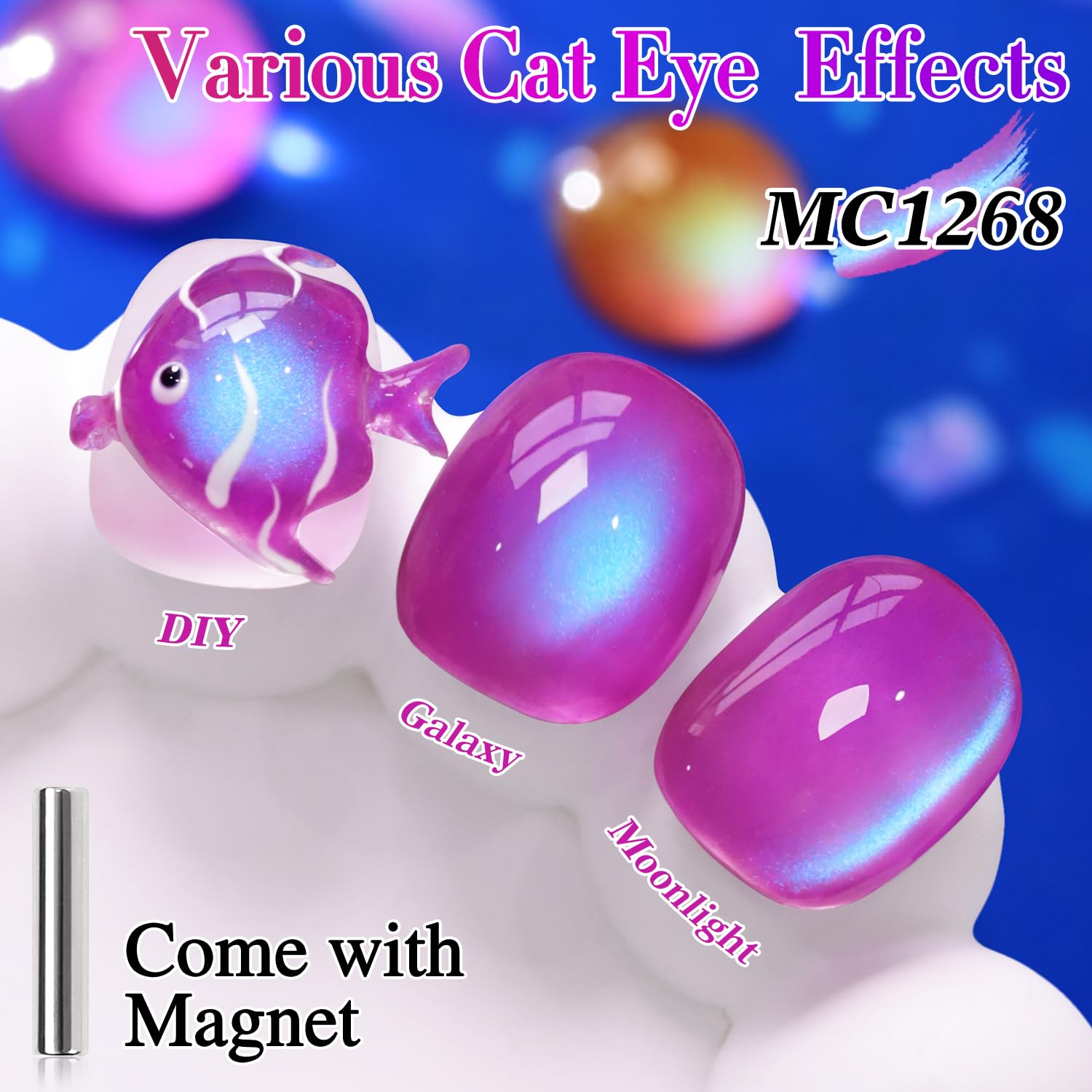 Double Rhythm Jelly Glass Cat Eye Gel Polish with Magnet 15ML Holographic Glitter Shimmer Translucent Sheer Color Magnetic Nail Polish Salon DIY at Home (Dark Navy-MC1268)-Velvo Beauty