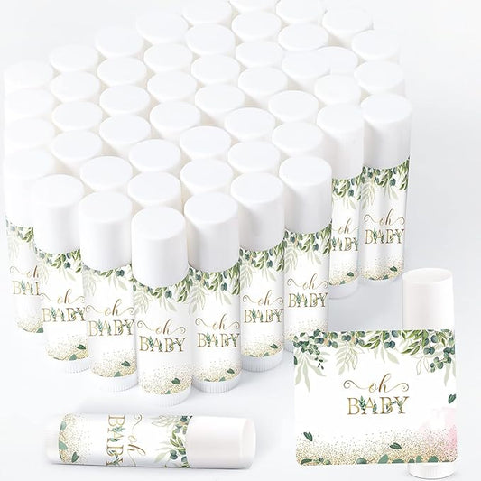 40 Pieces Lip Balm Bulk Baby Shower Jasmine Lip Balm Favors Floral Moisturizing Lip Balm for Women Children Men Girl kids Gender Reveal Favors Gift Baskets (Leaves)-Velvo Beauty
