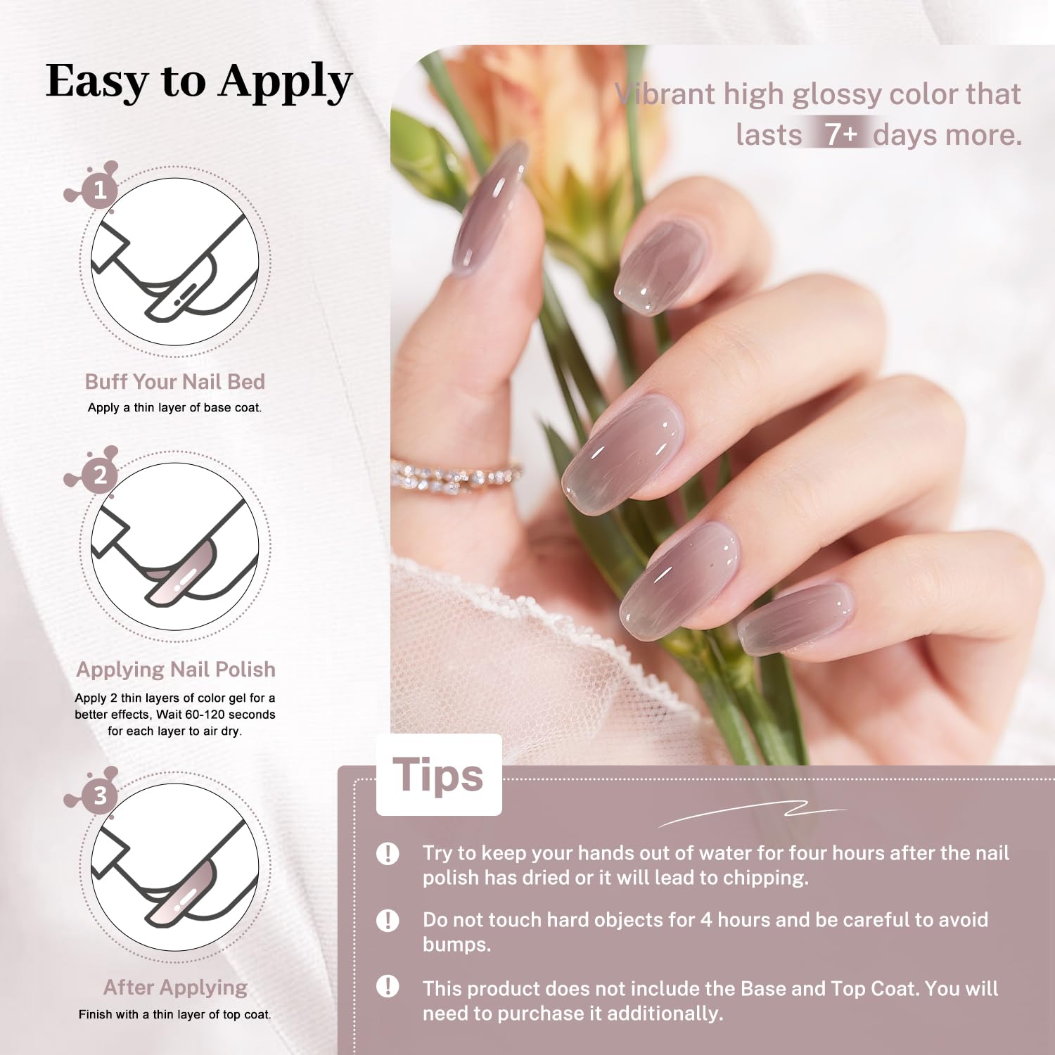 16.5ml Jelly Light Gray Nail Polish Large Volume Quick Dry Nail Polish, Long Lasting Shine, Fingernail Toenail Nail Art DIY Home Travel Nail Art Gift-Velvo Beauty