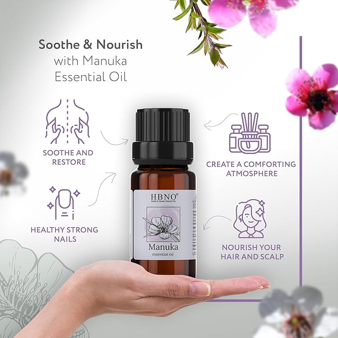 HBNO Manuka Essential Oil - 1/3 oz (10 ml) Travel Size - Natural Manuka Oil - Perfect for Cleaning, Aromatherapy, DIY, Soap and Diffuser-Velvo Beauty