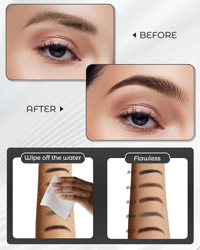 12Pcs Microblading Eyebrow Pencils Deep Brown Waterproof Eye Brow Pencil w/Eye Brow Razor & Scissors Kit 0.5mm Ultra-Fine Tip Creates Hair-Like Strokes for Women Effortless Natural Brows-Velvo Beauty