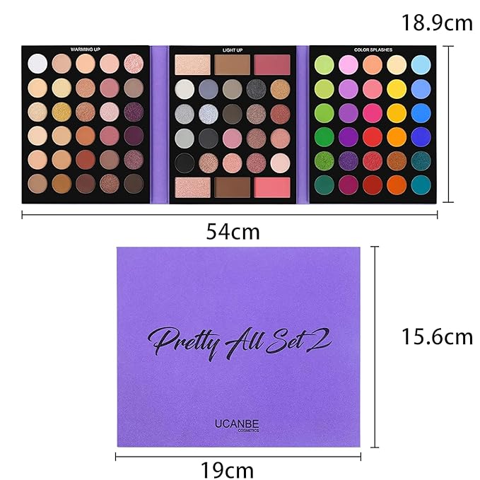 UCANBE 86 Colors Nude Eyeshadow Palette with 15pcs Makeup Brushes Set, Matte Glitter Long Lasting Highly Pigmented Waterproof Colorful Eye Shadow Contour Blush Powder Highlighter All in One-Velvo Beauty