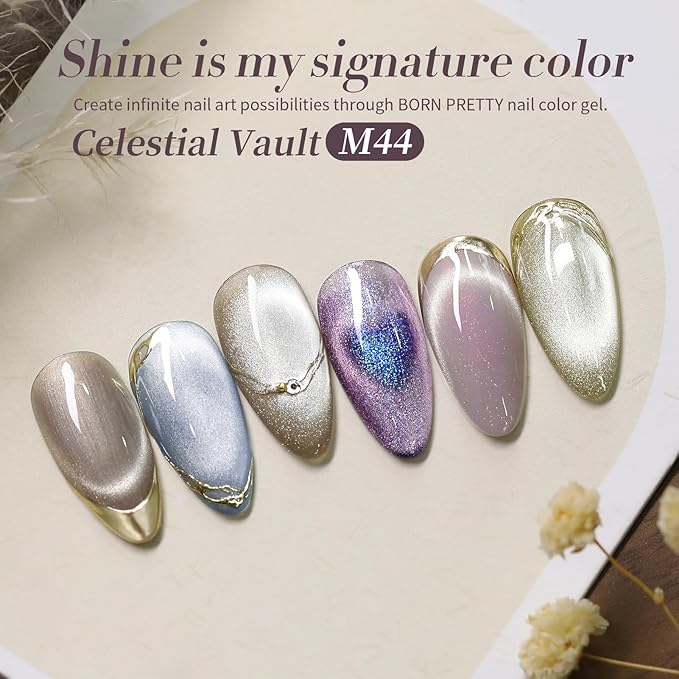 Born Pretty Magnetic Gel Nail Polish Set,Cat Magnetic Eye Gel Jelly Glass Crystal Magnetic Gel Polish Nail Art Manicure Kit 6PCS-Velvo Beauty
