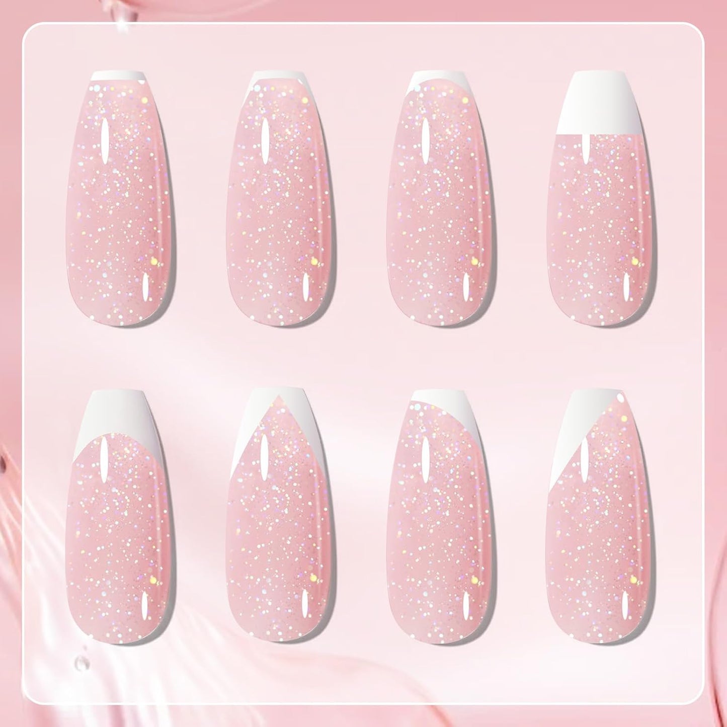 Born Pretty French Manicure Kit, Nail Stamper and 2Pcs Gel Nail Polish, Include Jelly Glitter Pink White Colors for French Tip, U V Light Cure-Velvo Beauty