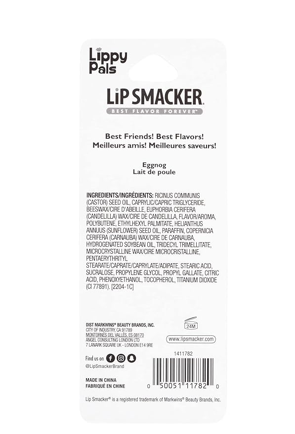 Lip Smacker Lippy Pals Panda Holiday, Flavored Moisturizing & Smoothing Soft Shine Lip Balm, Hydrating & Protecting Fun Tasty Flavors, Cruelty-Free & Vegan - Eggnog-Velvo Beauty