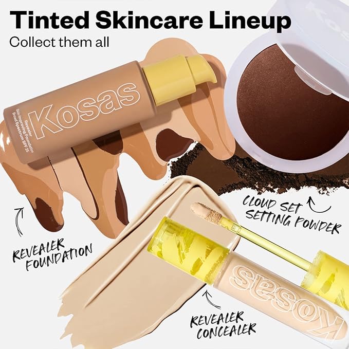 Kosas Cloud Set Face Setting Powder | Smoothing Shine Control, Soft, Sheer Setting Translucent Makeup Finish, Portable & Long-Lasting (Sheer Tan Deep)-Velvo Beauty