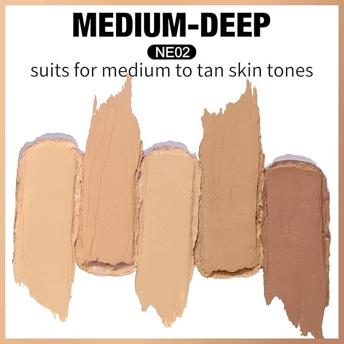 FOCALLURE #GoldenAge 5 in 1 Multi Uses Concealer Palette, 5 Colors Correcting Conceal Palette, Camouflage Contour Palettes for Dark Circles, Face Contouring Highlighter Pallet, NE02 MEDIUM-DEEP-Velvo Beauty