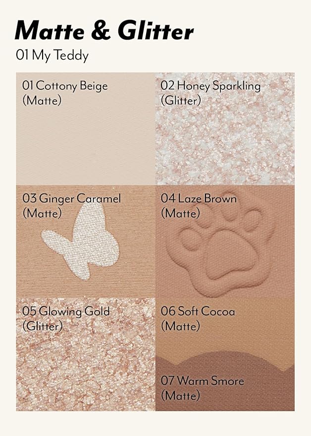 I'M MEME Wonder Soft Layer Palette - 7 Shades | Portable Size, Versatile, Blendable, Neutral Colors with Soft Texture, 01 My Teddy, 0.23 Oz-Velvo Beauty