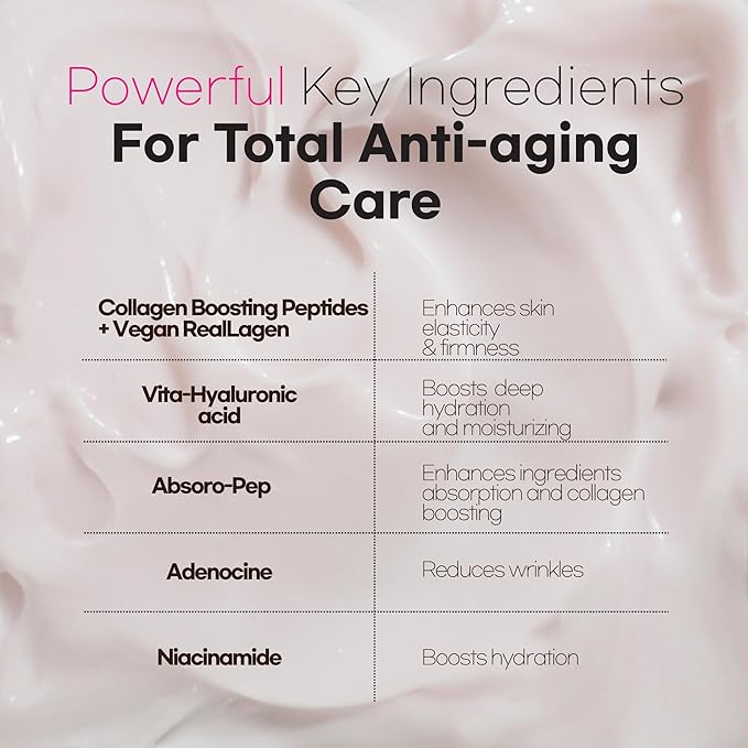 Intensive Firming Rich Cream, Anti-Aging Moisturizer with Collagen Peptides EGF Hyaluronic Acid for Wrinkle Smooths, Firming, Lifting & Deep Hydration 1.69 Ounce-Velvo Beauty