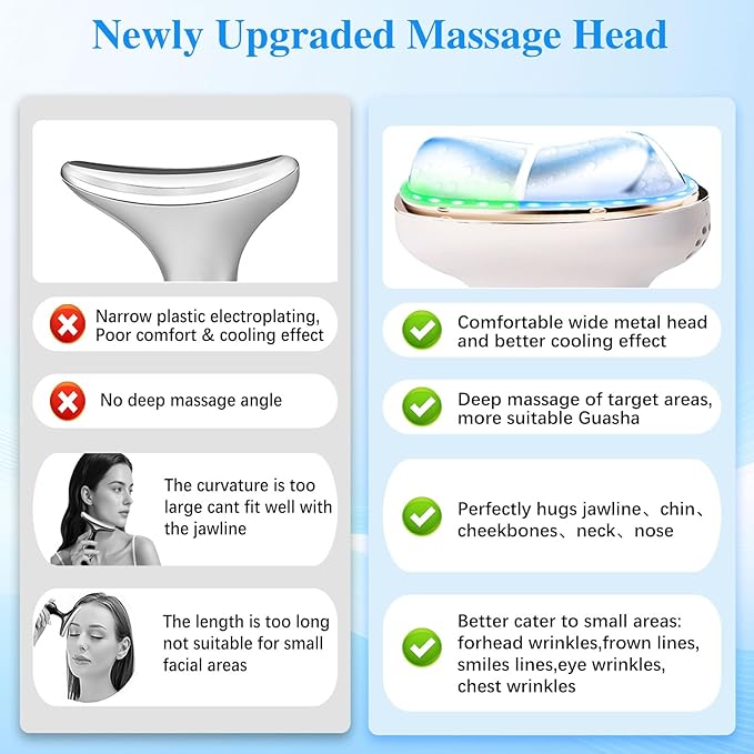 Cold Heat Facial Massager Red Light Therapy for Face Neck Eye Lifting Firming Depuffing,7-in-1 LED Facial Sculptor Skin Care,Cooling Electric gua sha Lift Device Reduce Forehead Frown Smile Line-Velvo Beauty