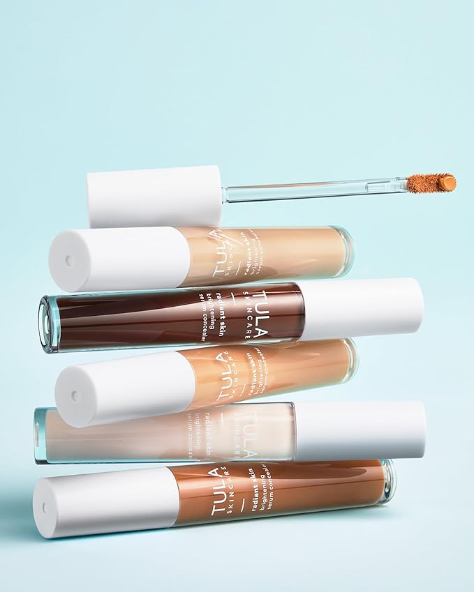 TULA Skin Care Radiant Skin Brightening Serum Concealer - Conceals Dark Circles & Discoloration, Longwearing & Crease-Resistant, Brightens the Appearance of Skin Over Time, Shade 185, 0.18 fl oz.-Velvo Beauty