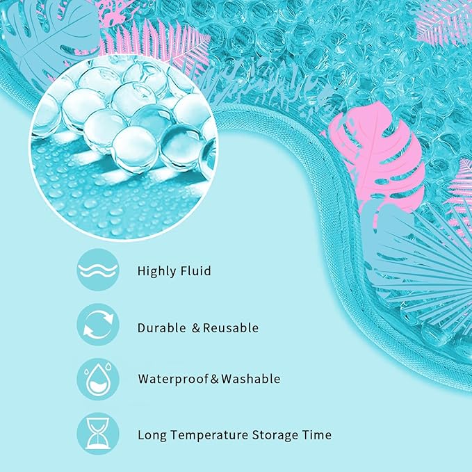 Cooling Eye Mask Gel Eye Mask, Reusable Hot Cold Therapy cold eye mask for Post Surgery, Puffiness, Dark Circles, Eye Bags, Dry Eyes, Migraines with Soft Plush Backing (Leaves)-Velvo Beauty