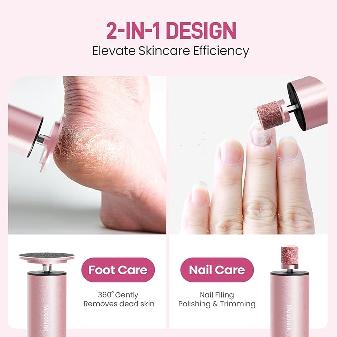 Electric Foot Callus Remover, 2 in 1 | 6 Speed Adjustable Foot File Nail Grinder with Sandpaper Disks, Professional Sander Pedicure Tool for Feet Dead Skin, Self Care Gifts for Women Mom Lover Friends-Velvo Beauty