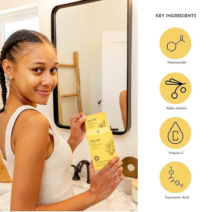 Bolden Awake Under Eye Patch | Eye Mask For Dark Circles, Puffiness & Discoloration | Brightening Eye Pads With Niacinamide, Alpha Arbutin, Tranexamic Acid & Vitamin C | 10 Pairs-Velvo Beauty