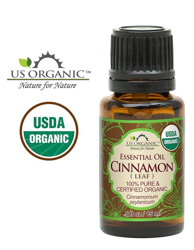 US Organic 100% Pure Cinnamon Leaf Essential Oil - USDA Certified Organic, Steam Distilled - W/Euro Dropper (More Size Variations Available) (15 ml / .5 fl oz)-Velvo Beauty