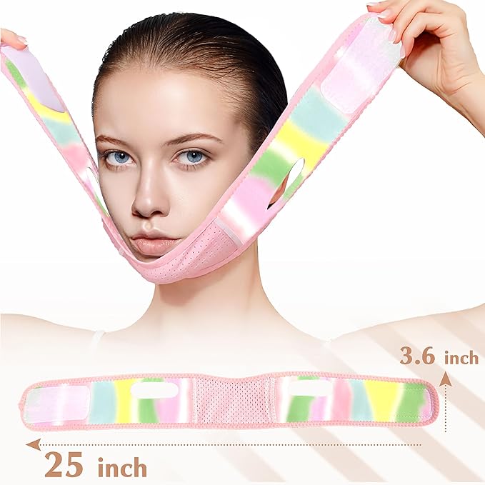 Reusable V Line Lifting Mask with Chin Strap, V Shaped Face Mask for Sagging, Jaw Exerciser (Colorful)-Velvo Beauty