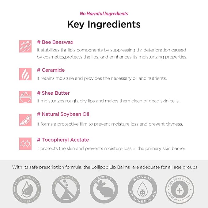 FASCY Lollipop Lip Balm Peach, Lip Balms & Moisturizers, Korean Lip Balm, Korean Lip, Korean Lip Products, Paraben Free, Moisturizing, 0.13 Oz, (Peach)-Velvo Beauty